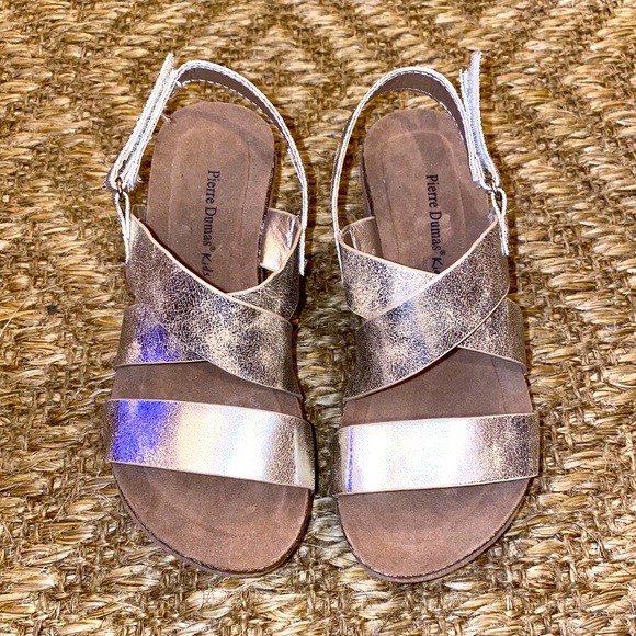 Pierre Dumas Kids Strappy Wedge Gold Sandal - Picture 2 of 5